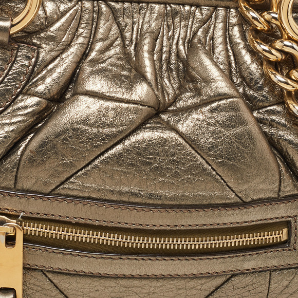 MARC JACOBS Gold Crinkled Leather Stam Satchel - Picture 5 of 8